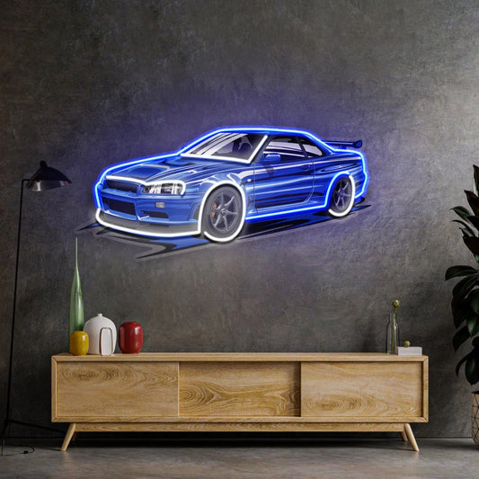 Nissan R34 Skyline - décoration néon voiture japonaise rétroéclairée