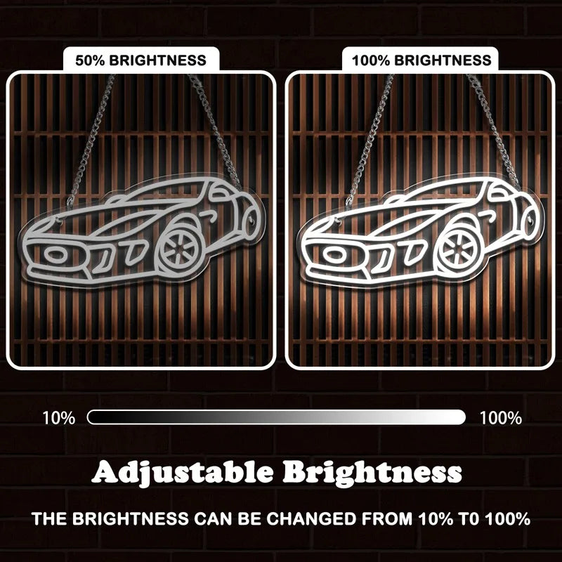 Sports Cars LED Neon Lighted Sign Acrylic Supercars Neon Sign USB for Home Bedroom Gaming Room Wall Art Decor Cartoon LED Signs