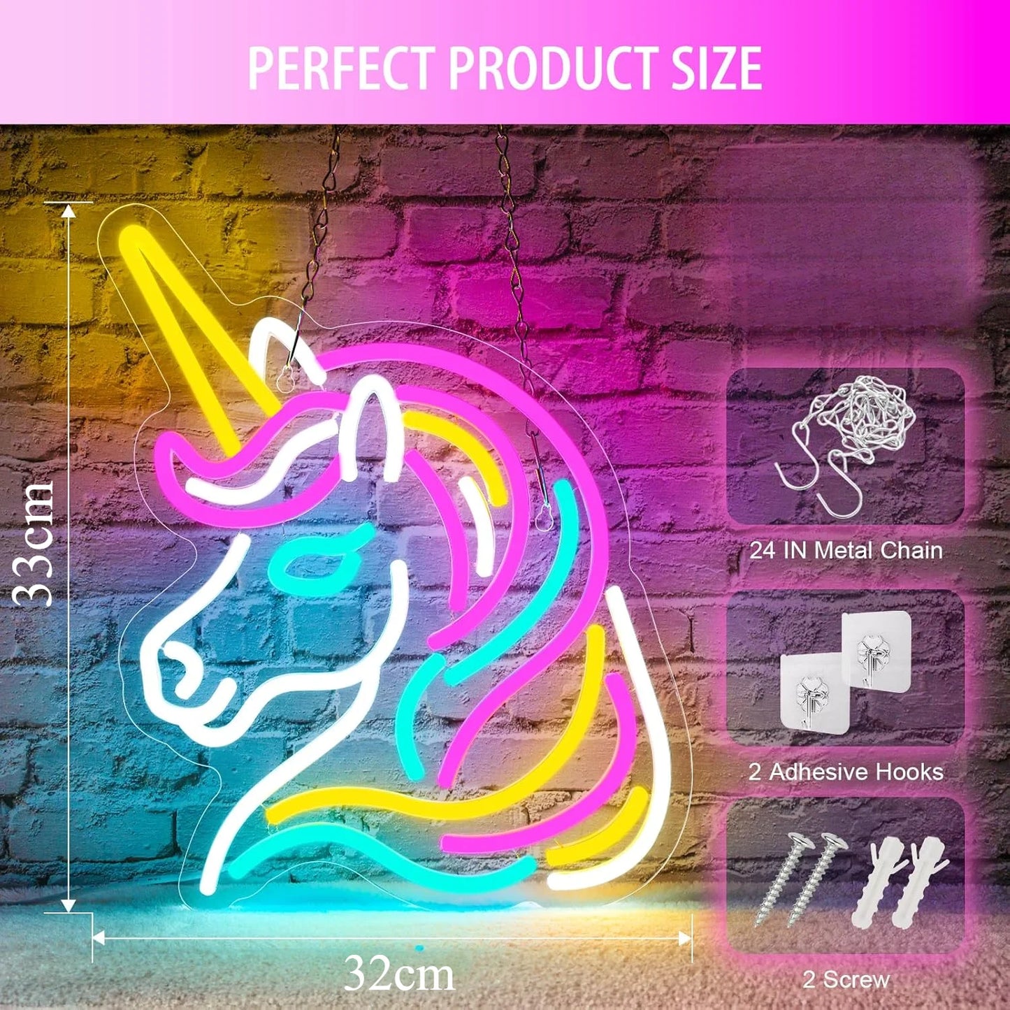 Unicorn Neon Sign Colorful Unicorn Neon Lights For Girls Room USB Led GlowArt
