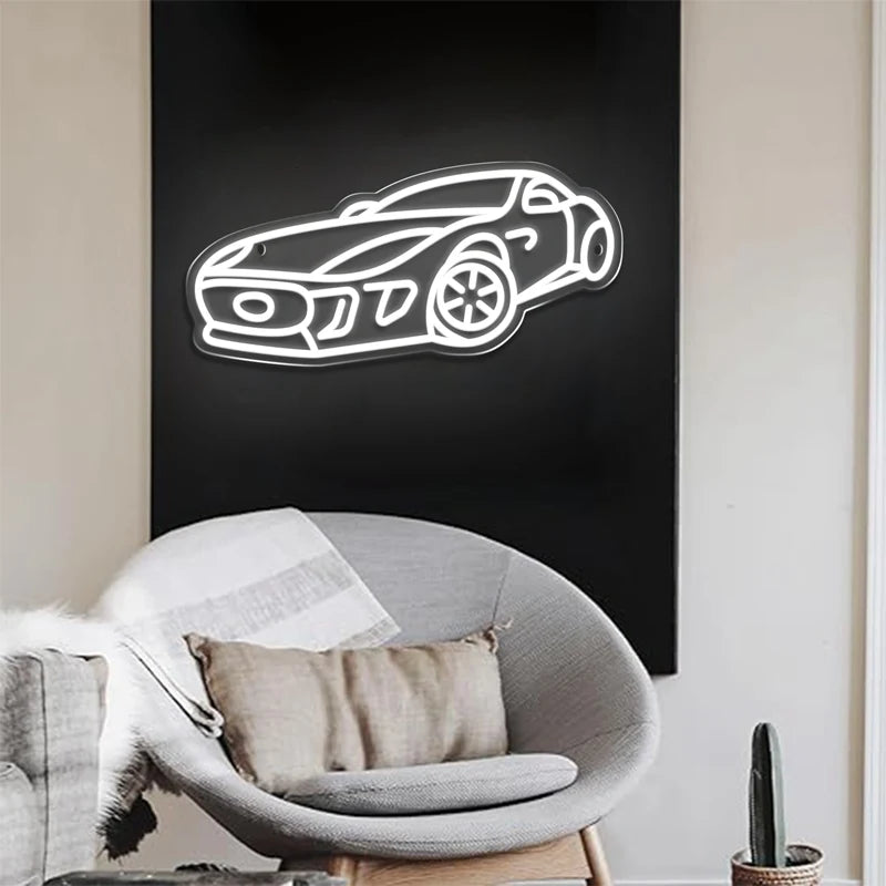 Sports Cars LED Neon Lighted Sign Acrylic Supercars Neon Sign USB for Home Bedroom Gaming Room Wall Art Decor Cartoon LED Signs